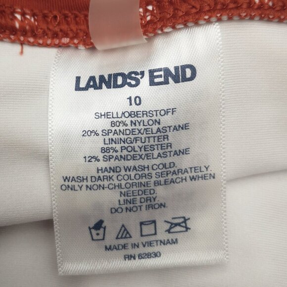 Lands' End Ladies Size 10 Rust w/ White Polka Dots 2 Piece Tankini Bathing Suit - Picture 10 of 15